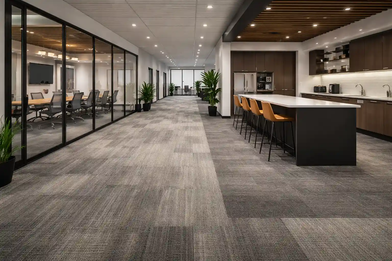 Commercial LVP flooring installation in a Spokane office