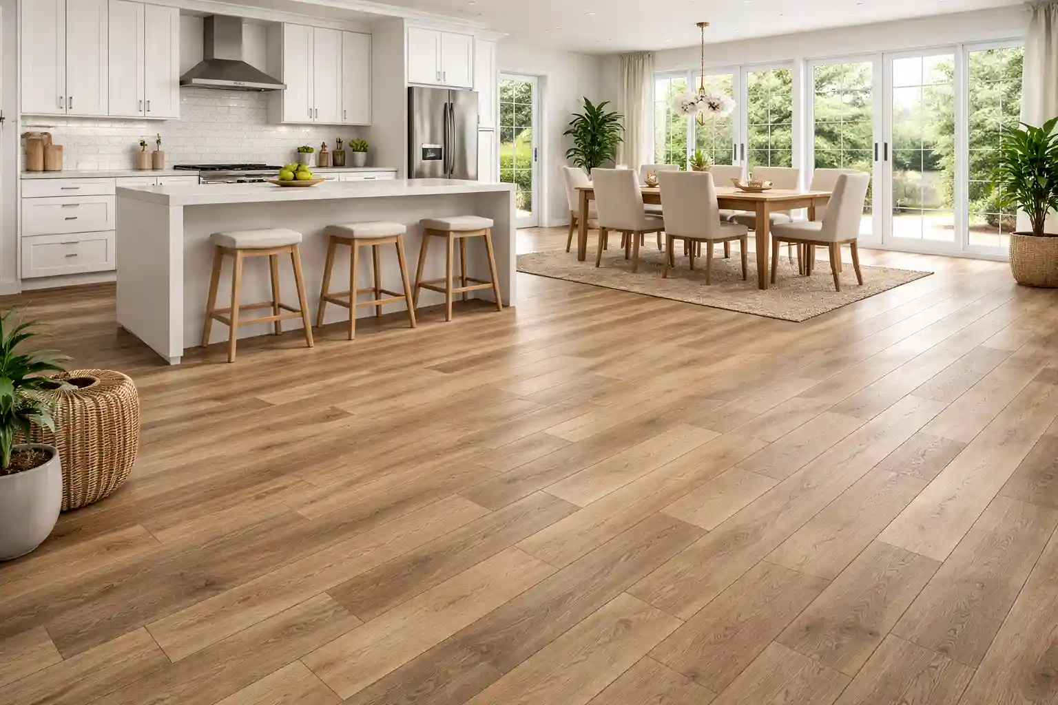 Vinyl plank floor installation in a Spokane kitchen