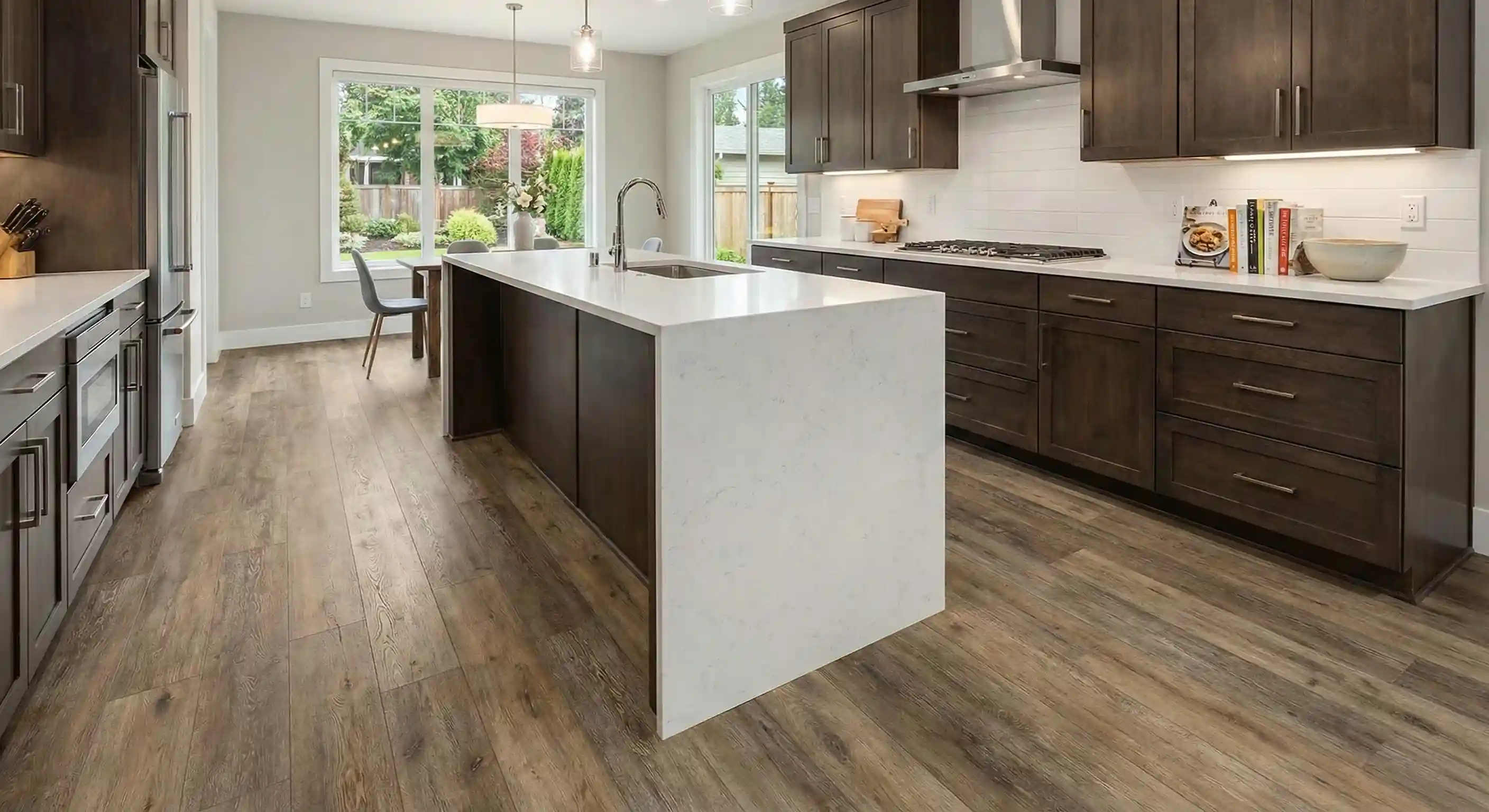 LVP vinyl plank flooring installed in a Spokane kitchen