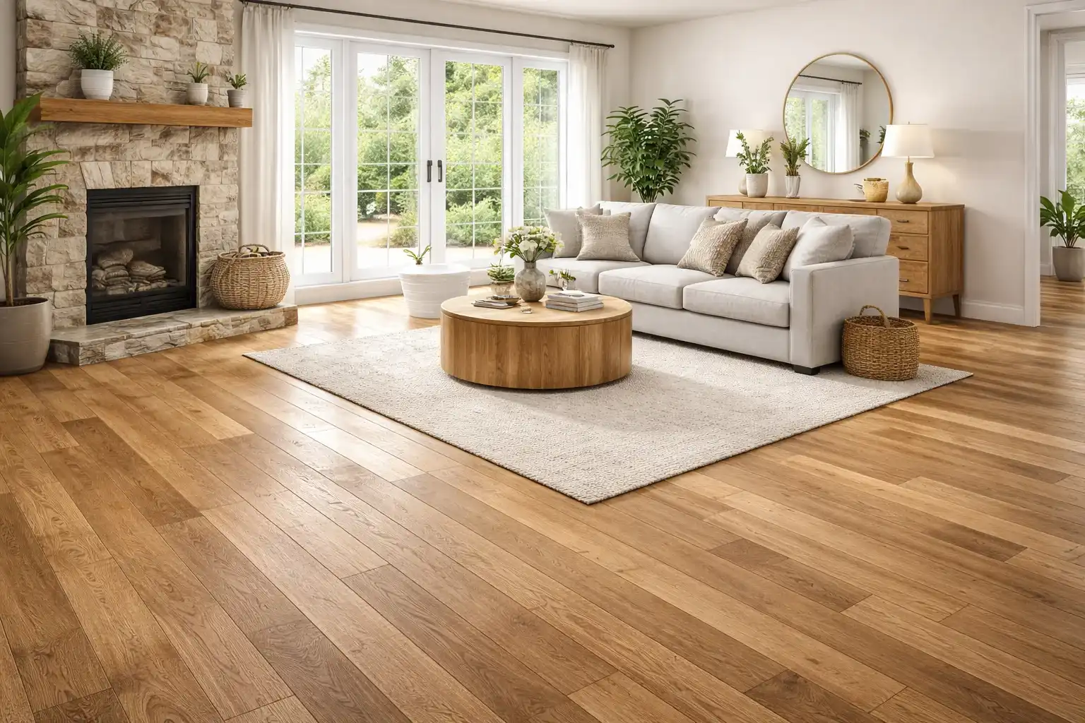 Engineered hardwood flooring in a Spokane Valley living room